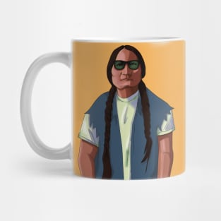 Native American Chief Sitting Bull GTA Art Style Portrait no Background Mug